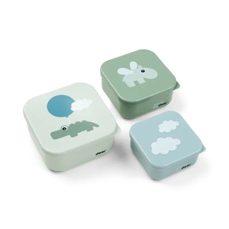 Done By Deer Snack Box Set Of 3 Happy Clouds Green