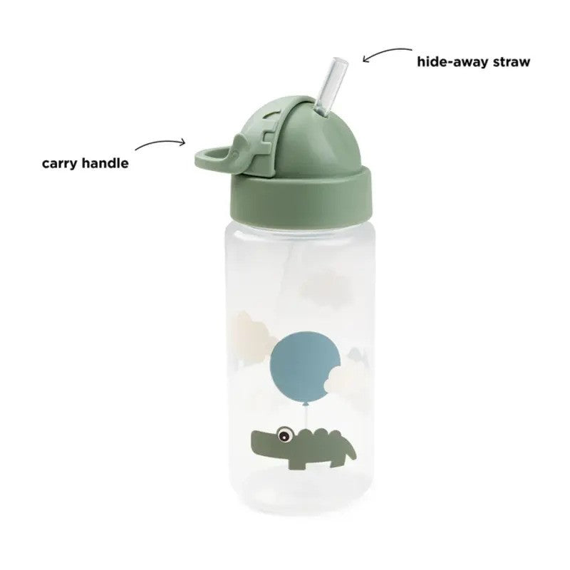 Done By Deer Straw Bottle 350ml Happy Clouds Green