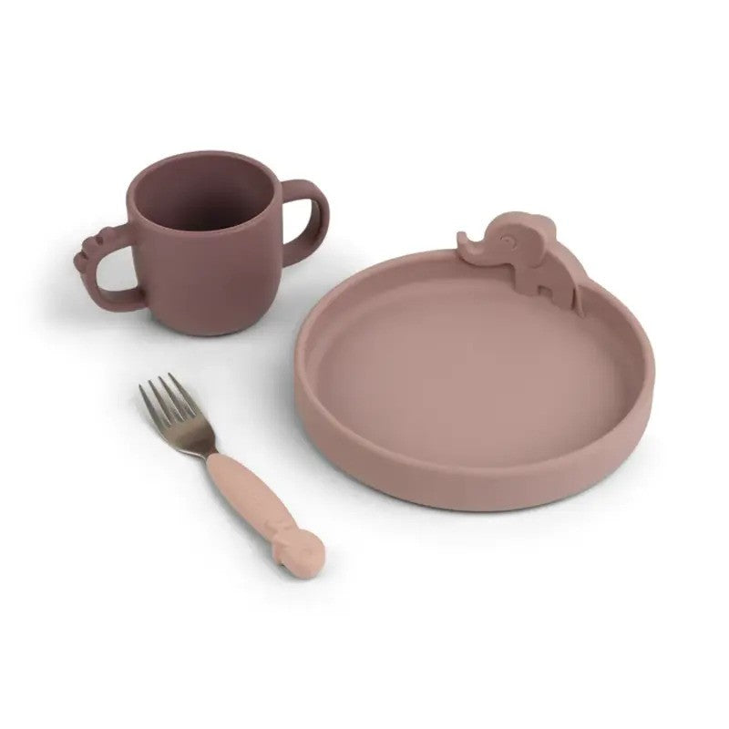Done By Deer (0M-Plus) Peekaboo Dinner Set Deer Friends Powder