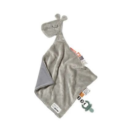 Done By Deer (0m-Plus 30x30cm) Comfort Blanket With Velcro Clip Raffi Grey