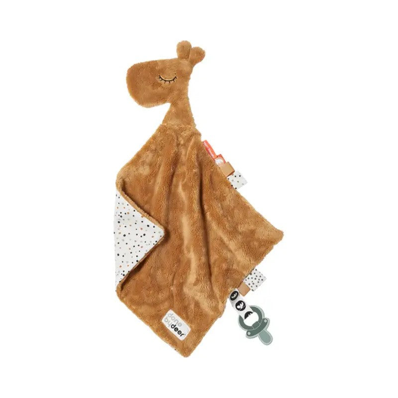 Done By Deer (0m-Plus 30x30cm) Comfort Blanket With Velcro Clip Raffi Mustard
