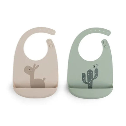 Done By Deer (2pack 0m-Plus) Silicone Bib Lalee Sand & Green