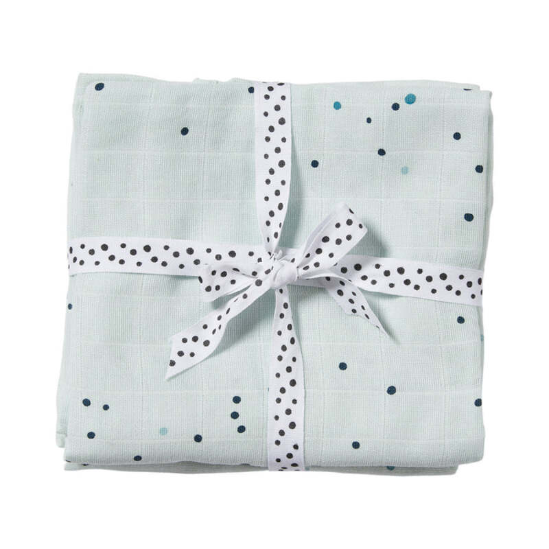 Done By Deer (2pack 120x120cm) Organic Cotton Swaddle Dreamy Dots Blue