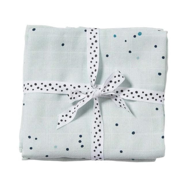 Done By Deer (2pack 120x120cm) Organic Cotton Swaddle Dreamy Dots Blue