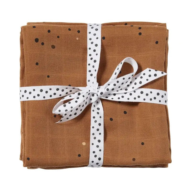 Done By Deer (2pack 120x120cm) Organic Cotton Swaddle Dreamy Dots Mustard