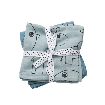 Done By Deer (2pack 120x120cm) Organic Cotton Swaddles Contour Blue