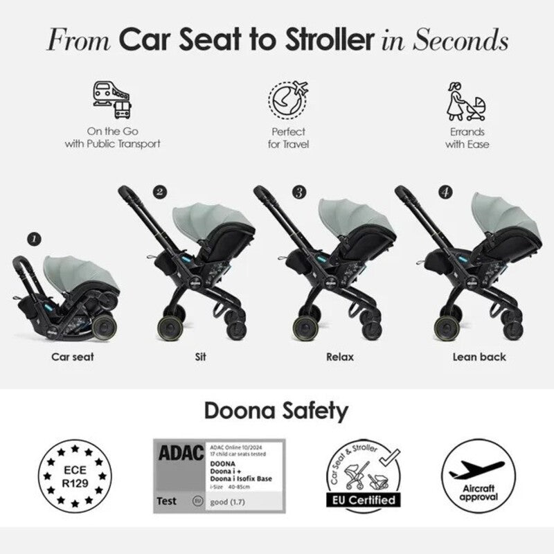 Doona X Infant Car Seat (Rear-Facing) & Stroller Dusty Sage (0m-Plus Up-13kg)