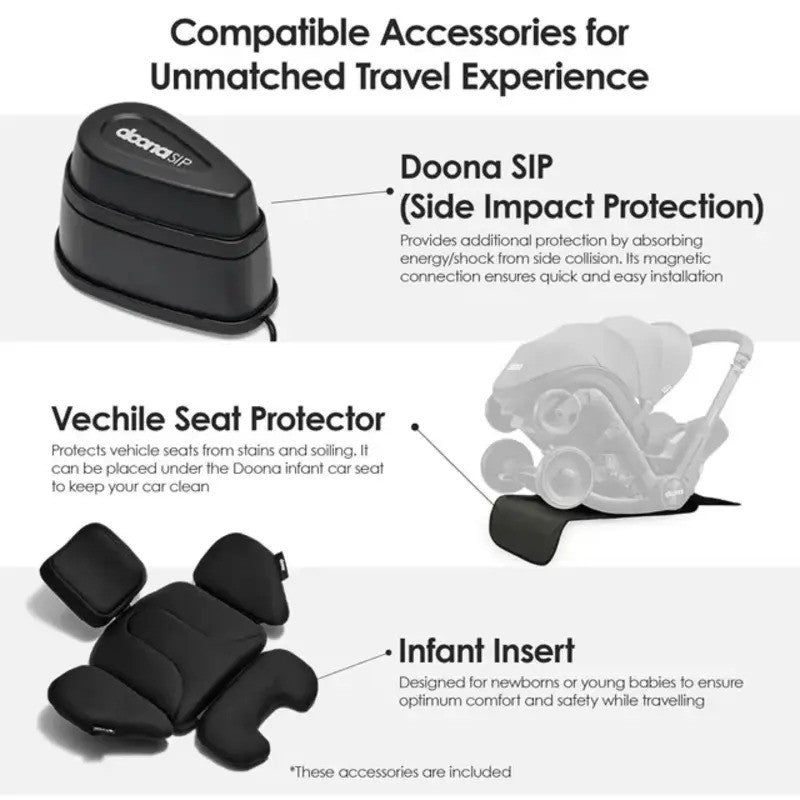 Doona X Infant Car Seat (Rear-Facing) & Stroller Nitro Black (0m-Plus Up-13kg)
