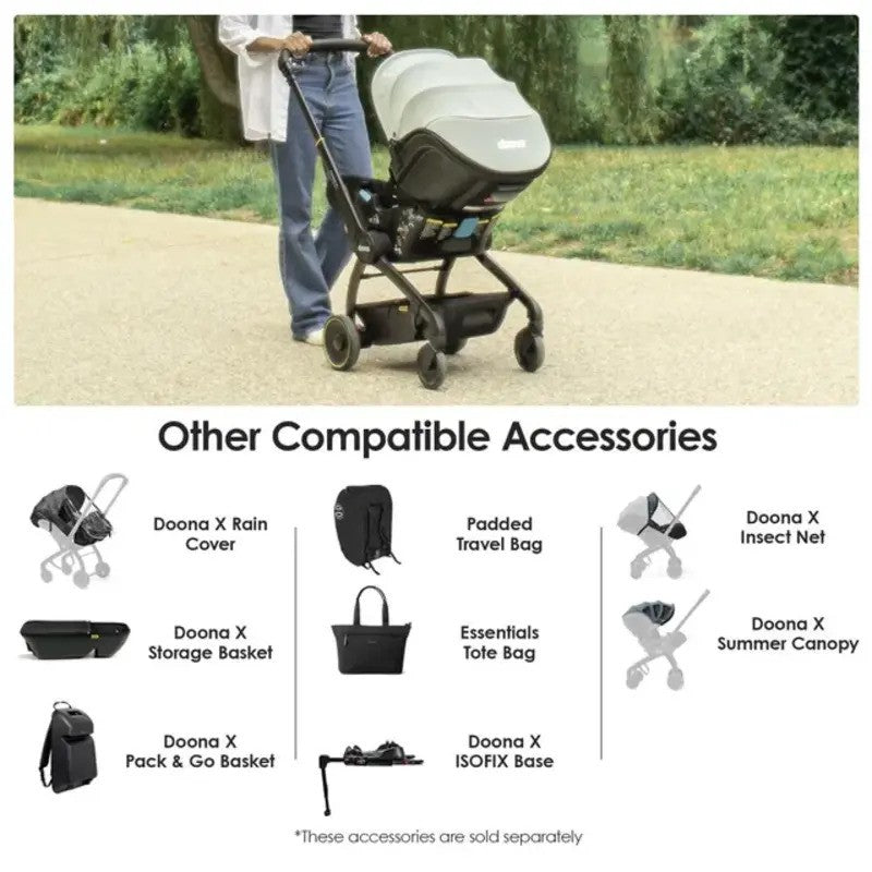 Doona X Infant Car Seat (Rear-Facing) & Stroller Nitro Black (0m-Plus Up-13kg)