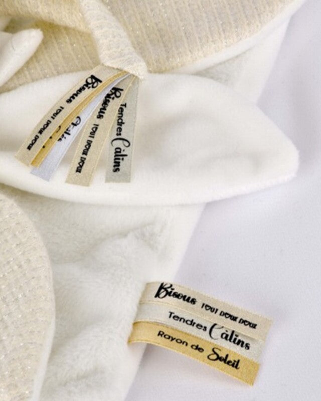 Doudou ET Compagnie Anniversary Collection La Garantie Flat Petals Comforter Bear 25cm White