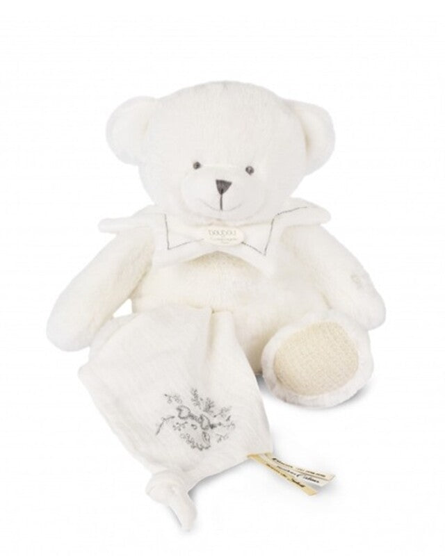 Doudou ET Compagnie Anniversary Collection Le Pantin Plush Toy With Comforter Bear 30cm White
