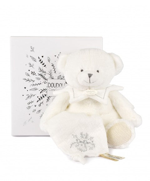 Doudou ET Compagnie Anniversary Collection Le Pantin Plush Toy With Comforter Bear 30cm White