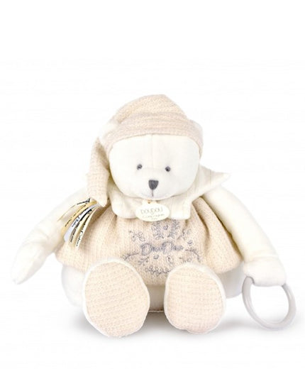 Doudou ET Compagnie Anniversary Collection Le Pantin Wake-Up Plush Toy Bear 30cm White