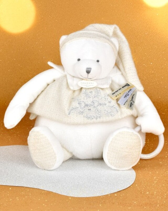 Doudou ET Compagnie Anniversary Collection Le Pantin Wake-Up Plush Toy Bear 30cm White