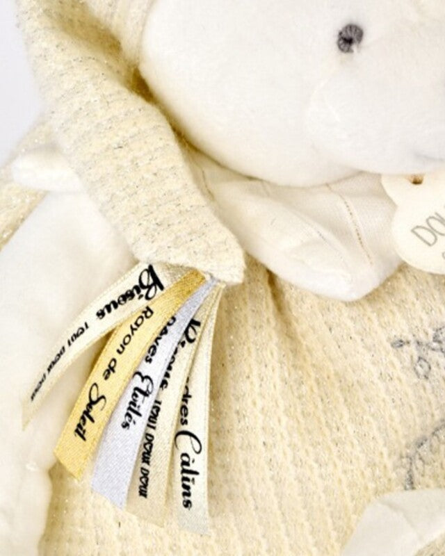 Doudou ET Compagnie Anniversary Collection Le Pantin Wake-Up Plush Toy Bear 30cm White