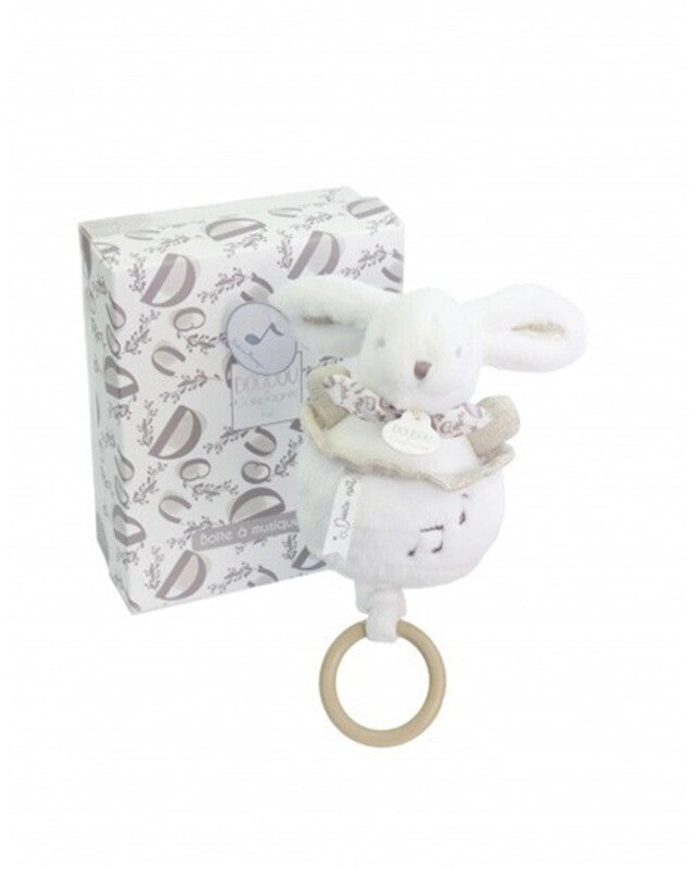 Doudou ET Compagnie Boitie A Musique Musical Toy Rabbit 20cm White