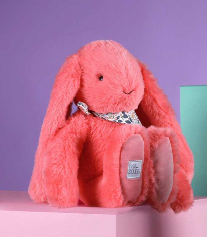 Doudou ET Compagnie La Garantie LAPIN FLEURETTE Bunny 35cm Coral Pink