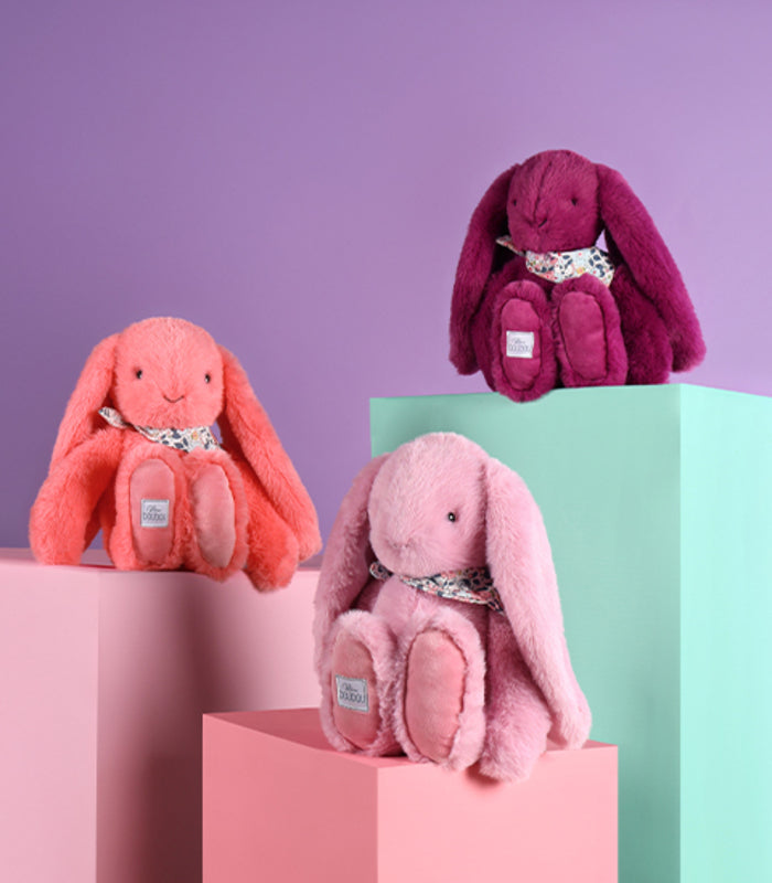 Doudou ET Compagnie La Garantie LAPIN FLEURETTE Bunny 35cm Coral Pink