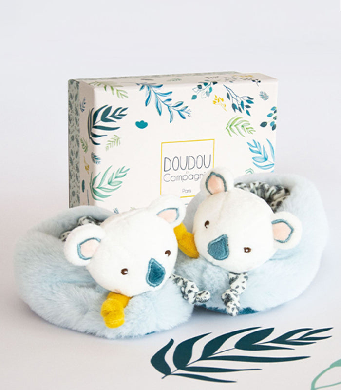 Doudou ET Compagnie MON Petit Yoca Le Koala Rattle Booties (0-6m) Bleu