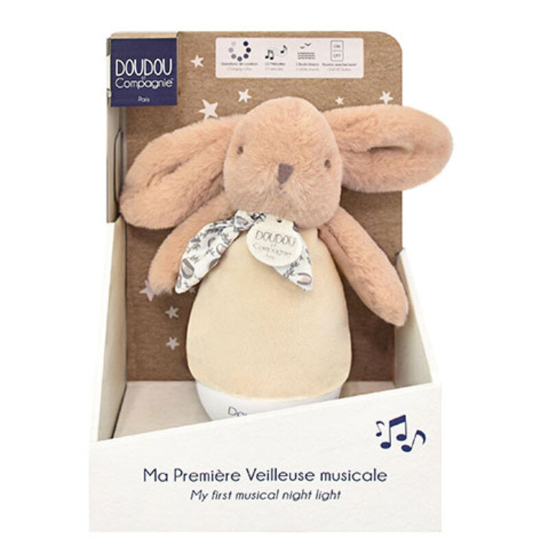Doudou Et Compagnie Veilleuse Musicale Bunny Night Light 16cm Beige