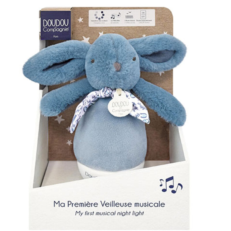 Doudou Et Compagnie Veilleuse Musicale Bunny Night Light 16cm Blue