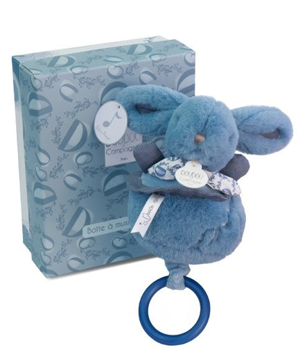 Doudou ET Compagnie Boitie A Musique Musical Toy Rabbit 20cm Blue