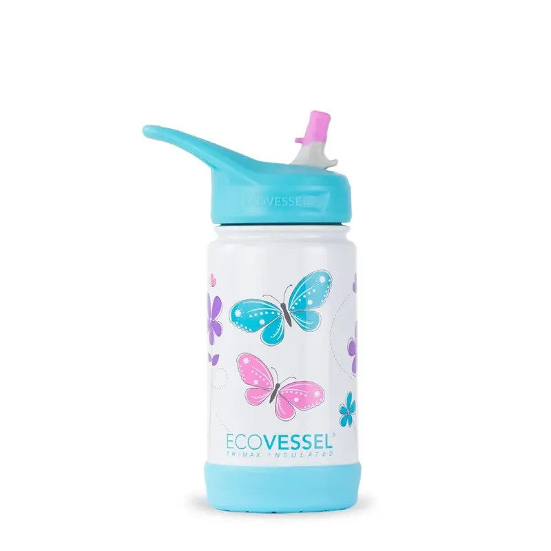 Ecovessel® Frost Kids Insulated Straw Bottle 12oz Butterfly