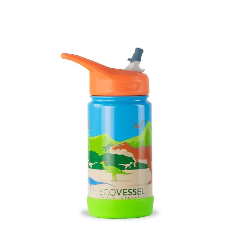 Ecovessel® Frost Kids Insulated Straw Bottle 12oz Dinosaur