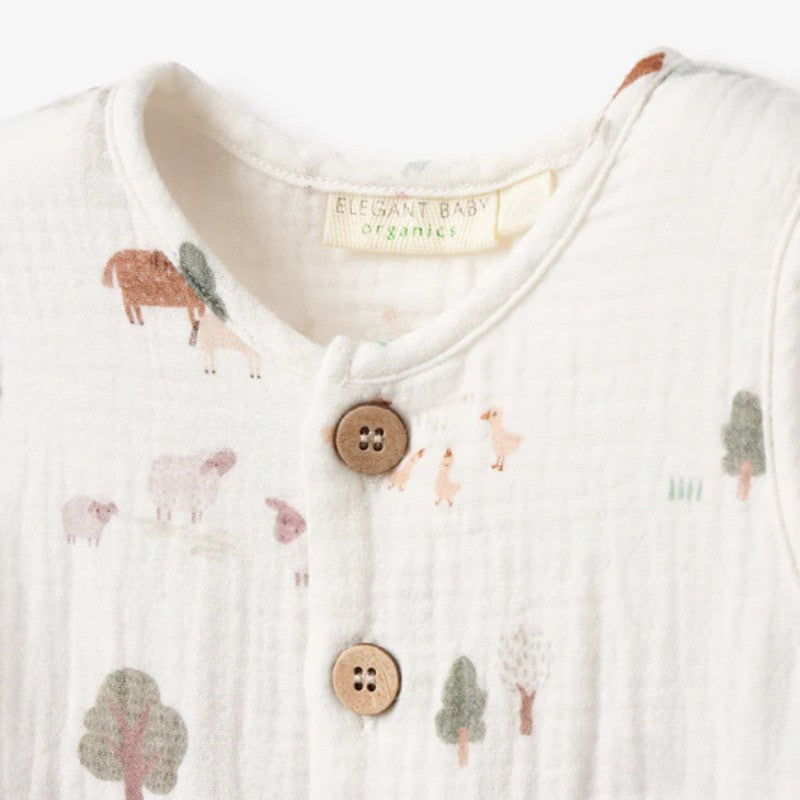 Elegant Baby Organic Muslin Shortall On The Farm