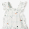 Elegant Baby Sunsuit Swiss Dot Strawberry Picnic