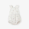 Elegant Baby Sunsuit Swiss Dot Strawberry Picnic