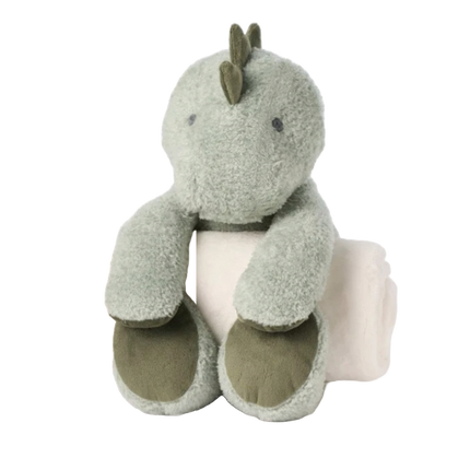 Elegant Baby Bedtime Huggie Plush Toy & Blanket 30x40 Dinosaur Sage