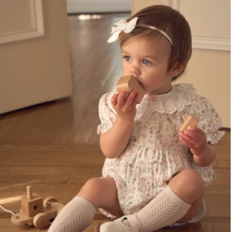Elegant Baby Bubble Organic Muslin Folklore Floral Blanc