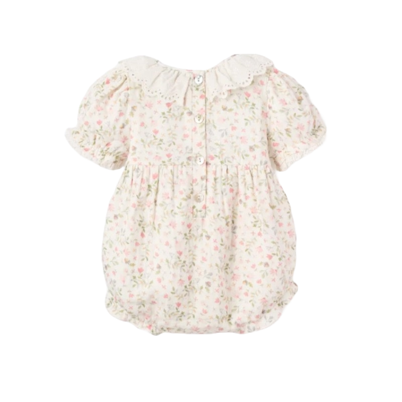 Elegant Baby Bubble Organic Muslin Folklore Floral Blanc