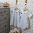 Elegant Baby Collared Bubble Overall & Shirt Blue Bleu