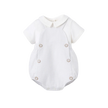 Elegant Baby Collared Bubble Overall & Shirt Blue Bleu
