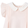 Elegant Baby Collared Bubble Peter Pan Pink Rose