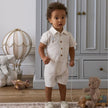 Elegant Baby Collared Shortall Dreamscape Up & Away Grey Gris