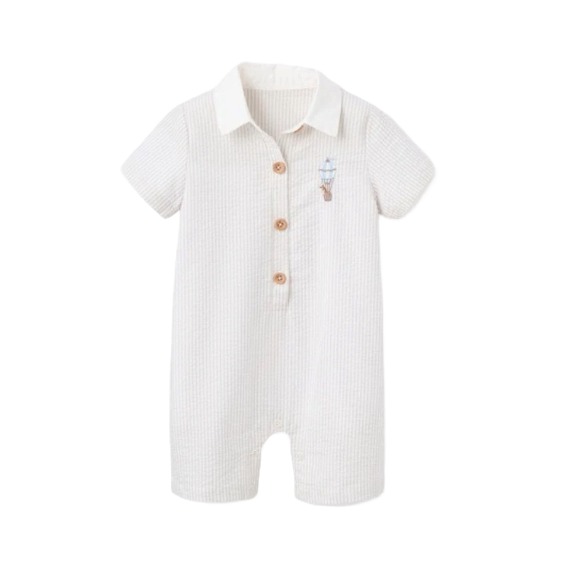 Elegant Baby Collared Shortall Dreamscape Up & Away Grey Gris