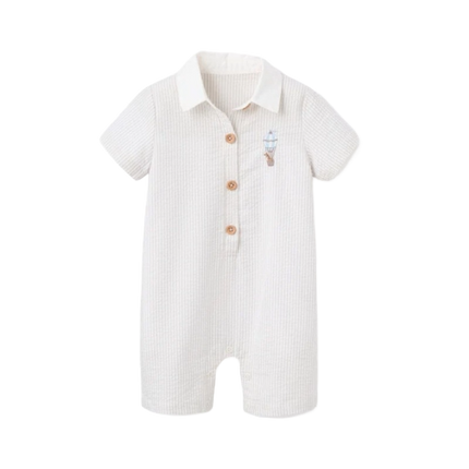 Elegant Baby Collared Shortall Dreamscape Up & Away Grey Gris