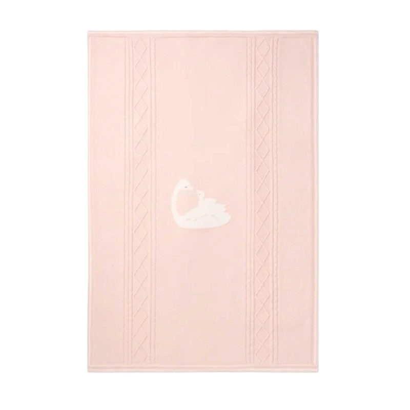 Elegant Baby Cotton Cable Knit Blanket Swan Pink Rose (30x40)