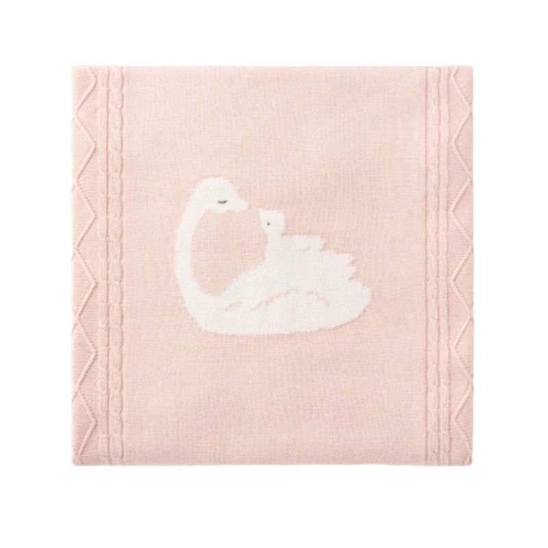 Elegant Baby Cotton Cable Knit Blanket Swan Pink Rose (30x40)