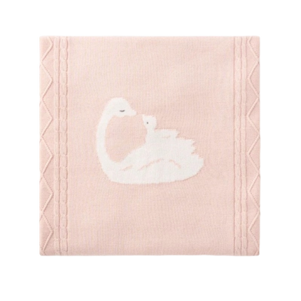Elegant Baby Cotton Cable Knit Blanket Swan Pink Rose (30x40)
