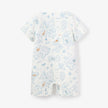 Elegant Baby Cotton Shortall Explorer Print Blue Bleu