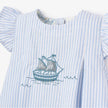 Elegant Baby Embroidered Dress & Short Oxford Stripe Sailboat Blue (Size 3-6m)