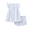 Elegant Baby Embroidered Dress & Short Oxford Stripe Sailboat Blue (Size 3-6m)