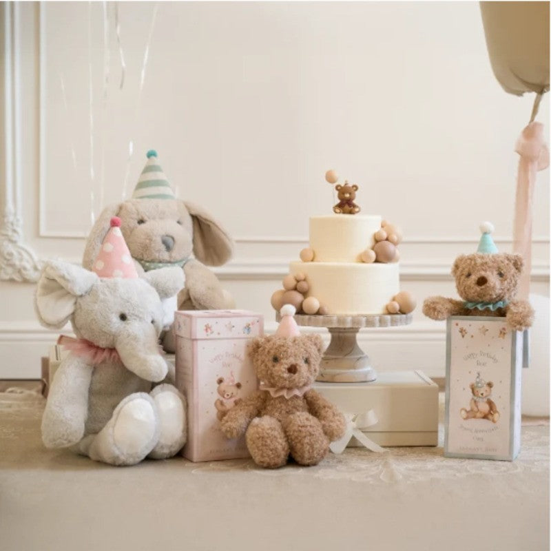 Elegant Baby Gift Box Plush Toy Birthday Bear Pink