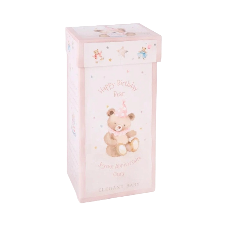 Elegant Baby Gift Box Plush Toy Birthday Bear Pink