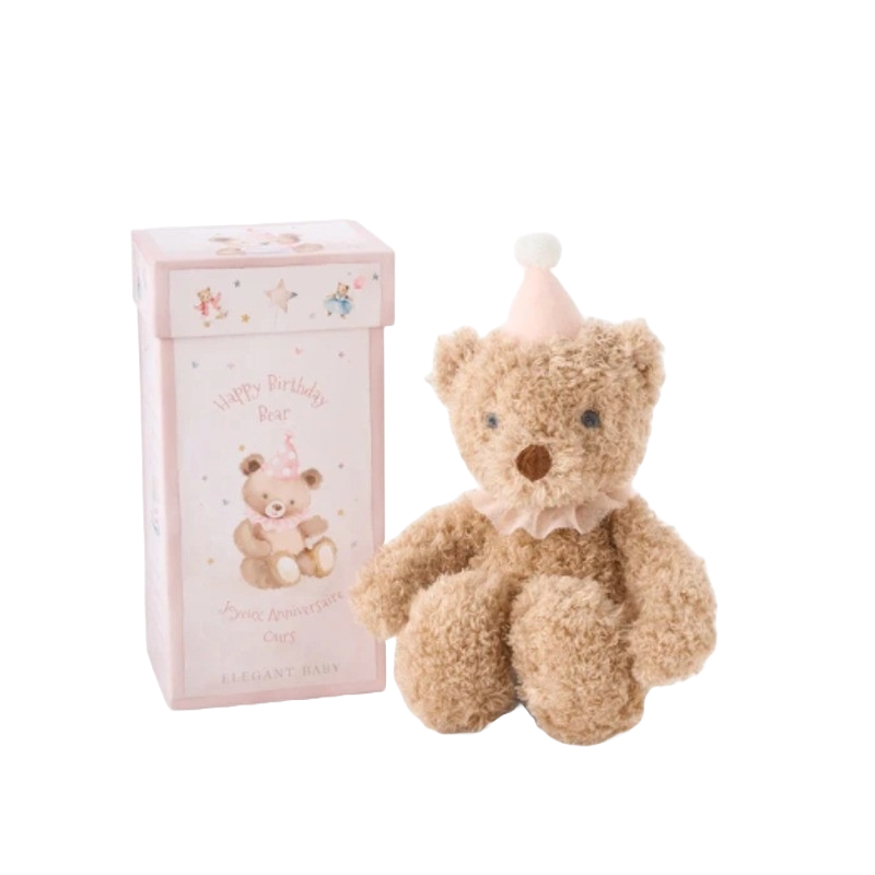 Elegant Baby Gift Box Plush Toy Birthday Bear Pink
