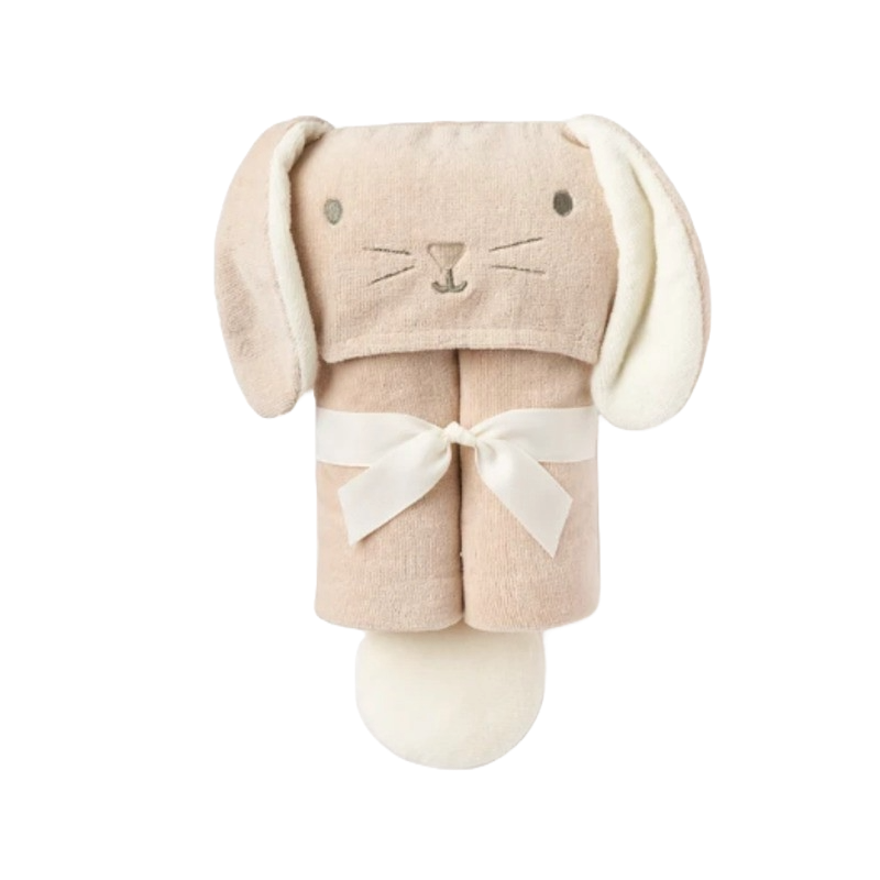 Elegant Baby Hooded Baby Bath Wrap Brown Taupe Bunny OS